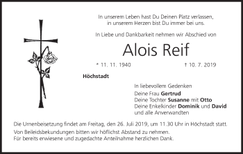 Anzeige von Alois Reif von MGO