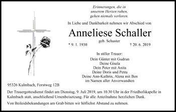 Anzeige von Anneliese Schaller von MGO