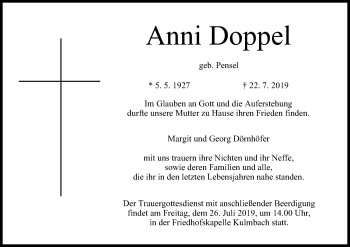 Anzeige von Anni Doppel von MGO