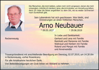 Anzeige von Arno Neubauer von MGO