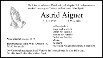 Anzeige von Astrid Aigner von MGO