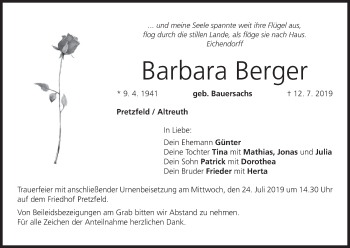 Anzeige von Barbara Berger von MGO