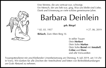 Anzeige von Barbara Deinlein von MGO