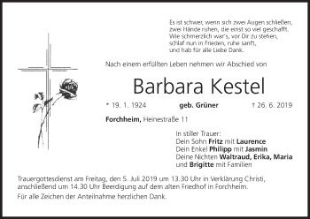 Anzeige von Barbara Kestel von MGO