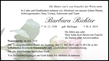Anzeige von Barbara Richter von MGO