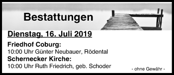 Anzeige von Bestattungen vom 16.07.2019 von MGO