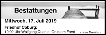 Anzeige von Bestattungen vom 17.07.2019 von MGO