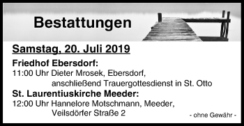 Anzeige von Bestattungen vom 20.07.2019 von MGO