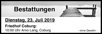 Anzeige von Bestattungen vom 23.07.2019 von MGO