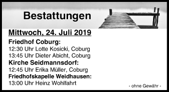 Anzeige von Bestattungen vom 24.07.2019 von MGO
