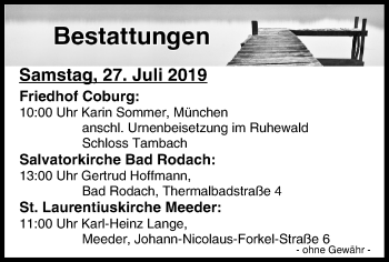 Anzeige von Bestattungen vom 27.07.2019 von MGO