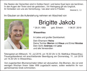 Anzeige von Brigitte Jakob von MGO