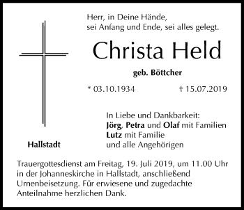 Anzeige von Christa Held von MGO