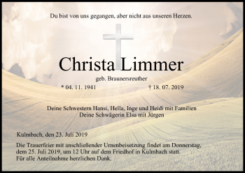 Anzeige von Christa Limmer von MGO