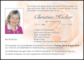 Anzeige von Christine Köcher von MGO