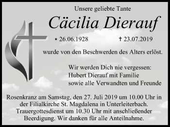 Anzeige von Cäcilia Dierauf von MGO