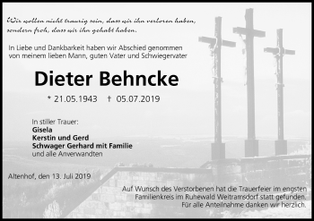 Anzeige von Dieter Behncke von MGO