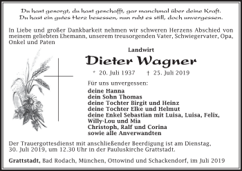 Anzeige von Dieter Wagner von MGO