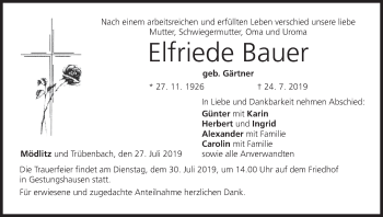 Anzeige von Elfriede Bauer von MGO