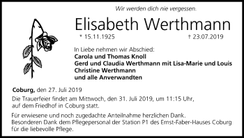 Anzeige von Elisabeth Werthmann von MGO