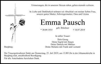 Anzeige von Emma Pausch von MGO