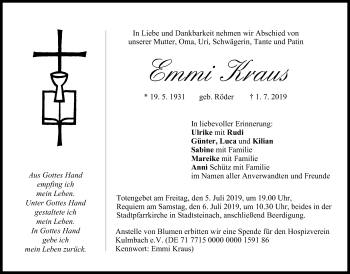 Anzeige von Emmi Kraus von MGO