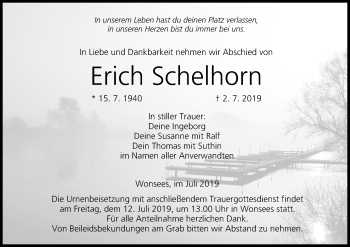 Anzeige von Erich Schelhorn von MGO
