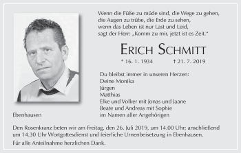 Anzeige von Erich Schmitt von MGO
