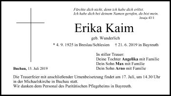 Anzeige von Erika Kaim von MGO