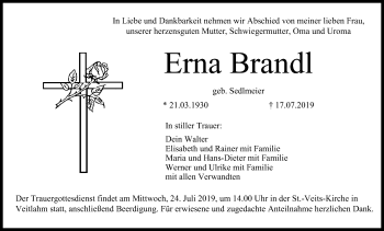 Anzeige von Erna Brandl von MGO