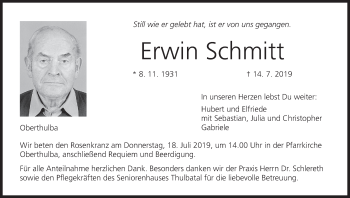 Anzeige von Erwin Schmitt von MGO