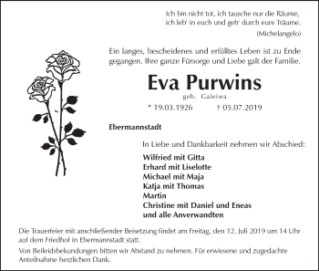 Anzeige von Eva Purwins von MGO