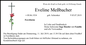 Anzeige von Eveline Meßbacher von MGO