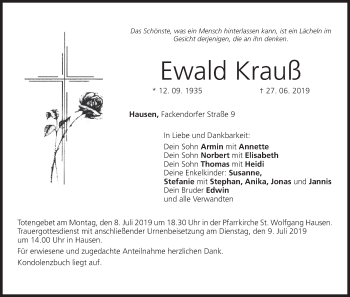 Anzeige von Ewald Krauß von MGO