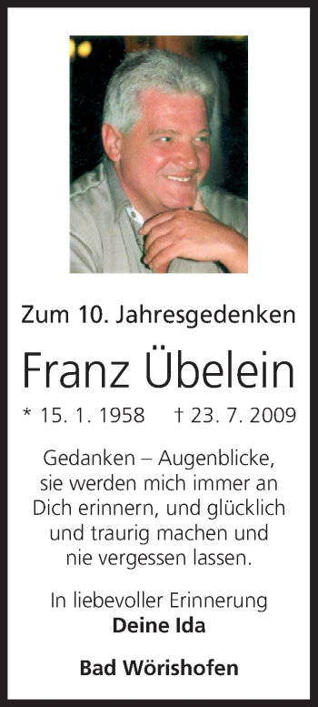 Anzeige von Franz Übelein von MGO