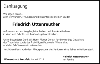 Anzeige von Friedrich Uttenreuther von MGO
