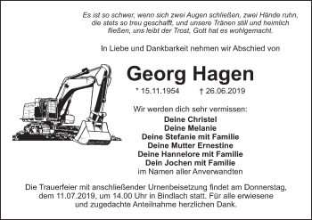 Anzeige von Georg Hagen von MGO