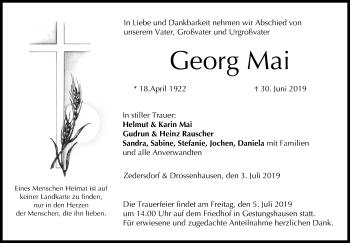 Anzeige von Georg Mai von MGO