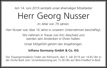 Anzeige von Georg Nusser von MGO