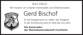 Anzeige von Gerd Bischof von MGO