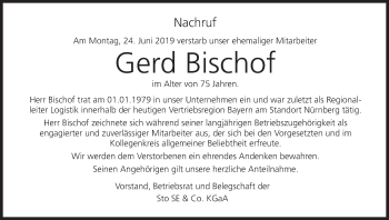 Anzeige von Gerd Bischof von MGO