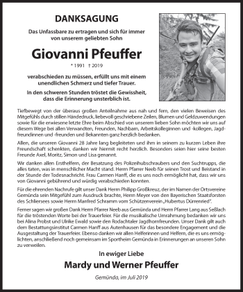 Anzeige von Giovanni Pfeuffer von MGO