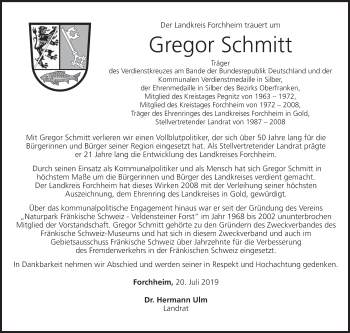 Anzeige von Gregor Schmitt von MGO