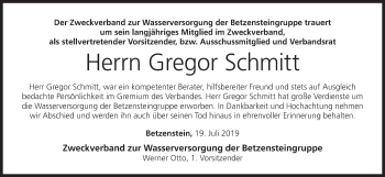 Anzeige von Gregor Schmitt von MGO