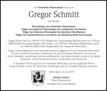 Anzeige von Gregor Schmitt von MGO