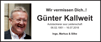 Anzeige von Günter Kallweit von MGO