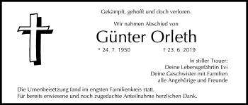 Anzeige von Günter Orleth von MGO