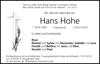 Anzeige von Hans Hohe von MGO