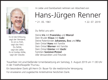 Anzeige von Hans-Jürgen Renner von MGO