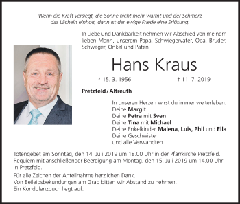 Anzeige von Hans Kraus von MGO